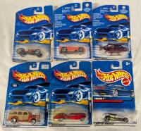 6 Vintage Sealed Hot Wheels Diecast Vehicles. 5 Cars and 1 Helicopter.