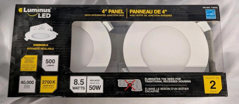 2 (1 2-pack) New Luminous LED 4" Panel Lights with Built in Junction Box.