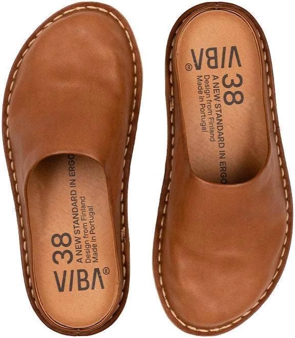 New Size 40 Unisex VIBA Finland ROMA Leather Cognac Brown Slippers | Retails for $235!!