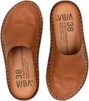 New Size 40 Unisex VIBA Finland ROMA Leather Cognac Brown Slippers | Retails for $235!!
