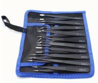 New 10pcs Premium Anti-Static Stainless Steel Tweezer Set &ndash; Ultra-Precise, Industrial-Grade Tools for Home Repair, Model Making, and Electronics. Durable and corrosion-resistant, with an ergonomic design Stock photos added