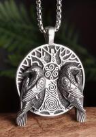 New Retro Celtic Tree of Life Pendant Necklace Odin Huginn and Muninn Necklace Nordic Mythology Raven Pendant approximately 1.5&rsquo;&rsquo; Chain 22&rsquo;&rsquo;