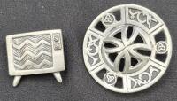 2 Pewter Brooches - Seagull & St. Justin