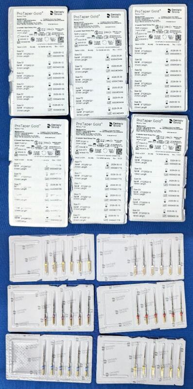 [Dentistry] 36 New Assorted DENTSPLY SIRONA ProTaper Gold Rotary Files | SIZES: S1, F2, S2, F3, F1, SX | EXP 2029 | 6 Packs of 6 Files of Each Type | See Pics for Types