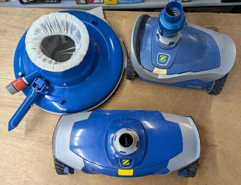 3 Pool Vacuums. 2 Zodiac, one without Brand. Widest measures 15"