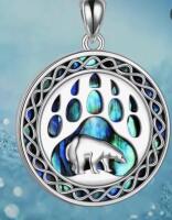 Polar Bear Cut Work Abalone Shell Pendant Necklace Enhances Grace & Elegance Titanium Steel Chain pendant .75 round / chain 16&rsquo;&rsquo; w/ 2&rsquo;&rsquo; extender Stock photos added