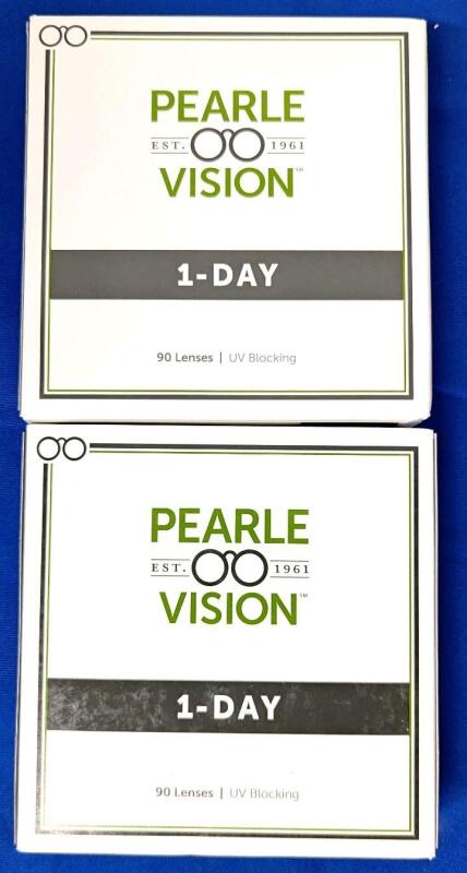 180 New PEARLE VISION 1-Day UV Blocking Contact Lenses | BC 8.6, DIA 14.1, PWR -4.25 | BC 8.6, DIA 14.1, PWR -4.50 | EXP 2029-2030 | 2 Packs, 90 Lenses Each | Over $50 Retail Value