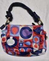 Coach Madison Scarf Satin Graphic Op Art Resort Small Handbag J0882-42177 8 by 6.5"