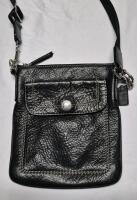 Coach Black Pebble Leather Top Zip Crossbody Handbag Purse Snap Pocket 8.5" by 7.5"