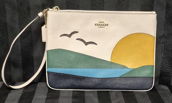 Coach Sunset Motif Chalk Multi Leather Gallery Pouch 2368 9 by 7"