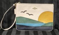 Coach Sunset Motif Chalk Multi Leather Gallery Pouch 2368 9 by 7"