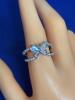 Marked 925S Sterling Silver Butterfly Ring Clear Stones on Double Band Inlaid Synthetic Moonstone Wings Size 10 Detailed Back Butterfly - 4