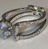 Marked 925S Sterling Silver Butterfly Ring Clear Stones on Double Band Inlaid Synthetic Moonstone Wings Size 10 Detailed Back Butterfly - 5