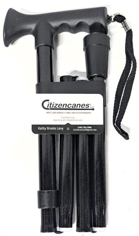 New CITIZENCANES Black Glitter Folding Cane, Up to 33" Tall | Retails Over $50!