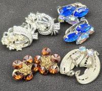 4 Vintage Rhinestones Clip-on Earrings