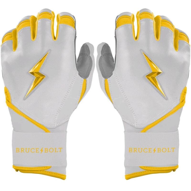 New Size Youth XL BRUCE BOLT Texas CHROME Series Premium Pro Long Cuff Baseball Batting Gloves, 100% Cabretta Leather | Retails Over $130! ($95 USD)