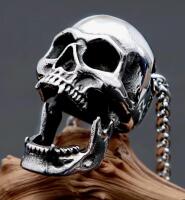 Stylish 316L Stainless Steel Skull Pendant Necklace Large Skeleton Pendant approximately 1.5&rsquo;&rsquo; Chain 23&rsquo;&rsquo; Bale through side of head Stock photos added