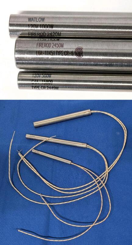 3 New WATLOW FireRod Heater Rods : 115V 1400W 2450M, 120V 1000W 2420M, 120V 500W 2449M - Up to 27" Total Length