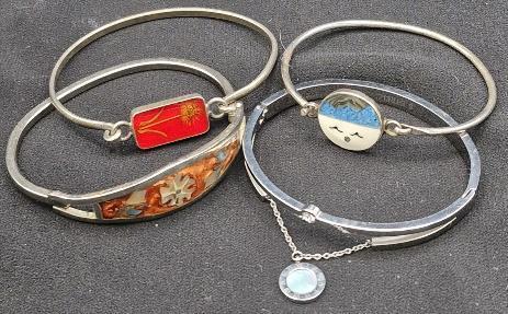 4 Beautiful Bracelets - 1x Stamped Mexico Taxco, 1x Stamped Mexico