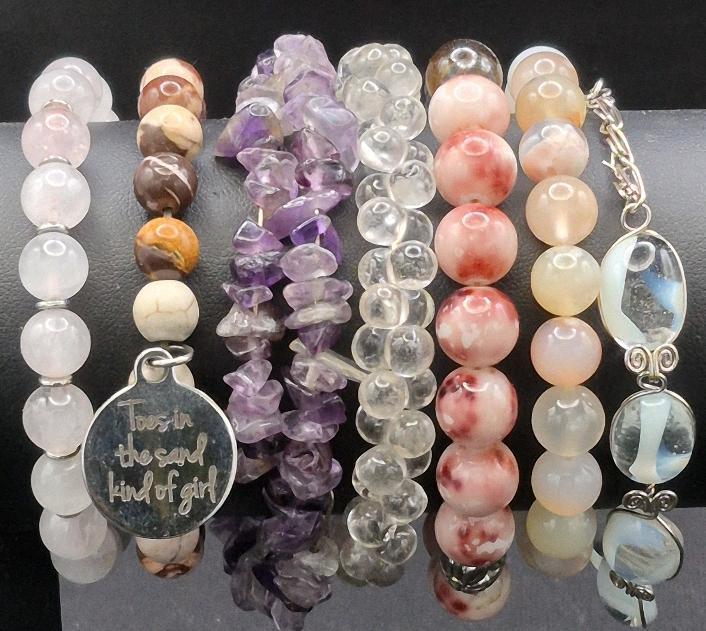 7 Beaded/Stone Bracelets