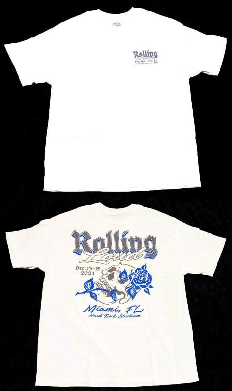 New Size XL Men's ROLLING LOUD Miami Dec 13-15 2024 Hard Rock Stadium Skull Tee