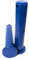 Pair of 10.5" Tall Heavy Duty Metal Powder-Coated Cylindrical Rods with 3" Diameter Base & Hole Through Top - Marked " ACTEK TENSILE : 170KSI 2" - Some Chipping in Outer Coating
