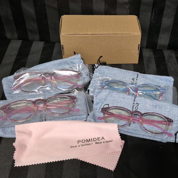 4 New Women's Pomidea Blue Light Blocking Glasses with Cases