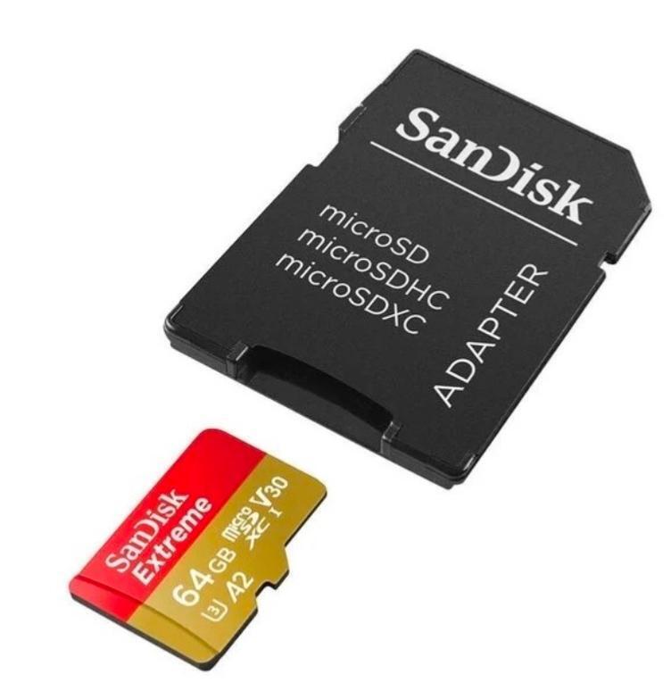 New Sandisk microSD Extreme 64GB Memory Card with Adaptor.