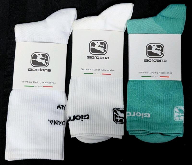 3 New Pairs Size Large (45-48) Men's GIORDANA Cycling Italy Tall Solid Socks