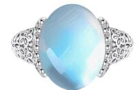 Marked 925 Sterling Silver Size 9 Beautiful Ring Elegant and Luxurious Simple Moonstone Large Oval Coloured Stone