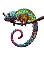 Vintage-Inspired Sparkling Chameleon Brooch Colorful Ombr&eacute; Rhinestones Approximately 2 x 2.25&rsquo;&rsquo;