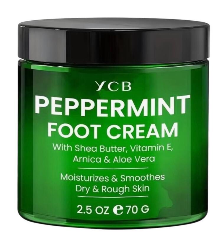 Peppermint Foot Cream for Dry Rough Cracked Feet Deeply Moisturizes with Shea Butter, Vitamin E & Arnica Non-Greasy Formula for Hands, Feet & Body, 70g Smooths Softens with Natural Ingredients Stock photo added YCB