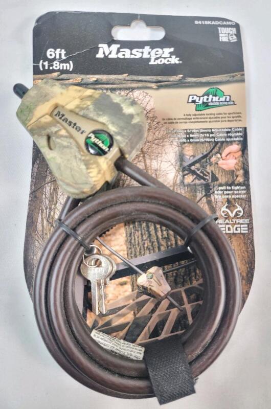 New - Master Lock Python Multi-PurPose Adjustable Cable Lock w/Two (2) Keys , 6ft Long .