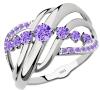 Marked 925S Elegant Ring Purple Stones in a Wave Braid Cross Over Multi-Layer Design Size 8