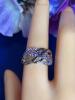 Marked 925S Elegant Ring Purple Stones in a Wave Braid Cross Over Multi-Layer Design Size 8 - 2