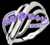 Marked 925S Elegant Ring Purple Stones in a Wave Braid Cross Over Multi-Layer Design Size 8 - 3
