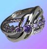 Marked 925S Elegant Ring Purple Stones in a Wave Braid Cross Over Multi-Layer Design Size 8 - 4