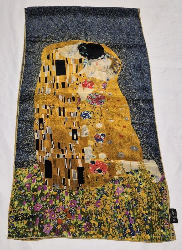 Stunning SilkArt Silk Scarf Gustav Klimt The Kiss - 17.5" by 70"