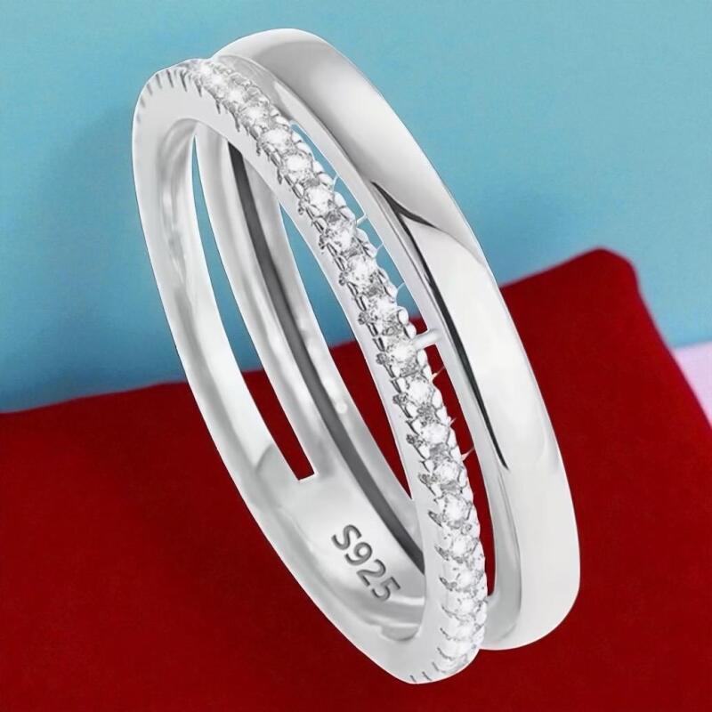 925S Marked Two Band Minimalist Design Elegant Ring Size 9