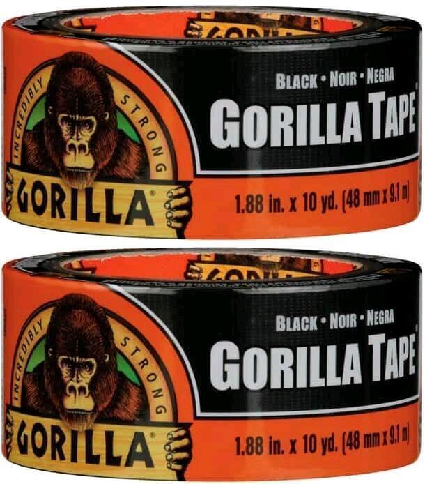 2 New Rolls GORILLA TAPE Black : 1.88" &times; 10yd Each,