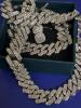 Cuban Link Iced Out Set Bracelet Necklace Earrings Necklace Box Clasp W/ db safety 20&rsquo;&rsquo; Bracelet 8&rsquo;&rsquo; Pierced Square Earrings.5&rsquo;&rsquo; approximately - 6