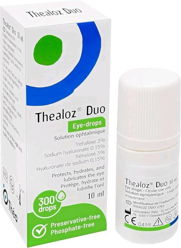 New THEALOZ Duo Eye Drops - Clinically Proven Formula for Dry Eyes, Hydration with Hyaluronic Acid & Trehalose, Soothes & Lubricates, Tear Film Stabilization, Contact Lens Compatible - 10 ml (300 Drops) | EXP 2027/04