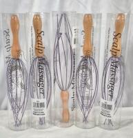 5 New Wooden Scalp Massager - Stainless Legs - Purple 10" Long