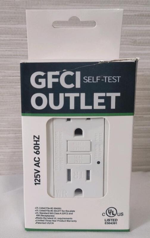 New - GFCI Outlets 15 Amp, Tamper Resistant (TR), Decor GFI Receptacles with LED Indicator, Ground Fault Circuit Interrupter, Decorative Wallplate Included, White