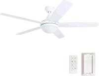 As New Prominence Home Ashby Modern 52" Ceiling Fan with Light, LED Fan with Remote Control, Tri-Mount Indoor Fan with 5 Blades, Reverisble White and Gray Oak Blade Finish (80094-01) Retails for $317
