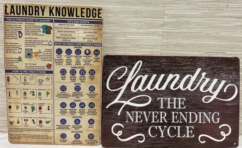 2 New 12&rdquo; Novelty Laundry Signs