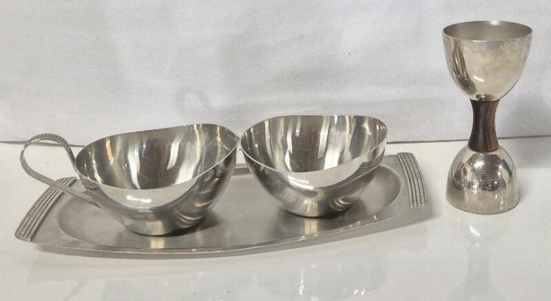 MCM Creamer & Sugar Set & Bartender Double-Sided Jigger