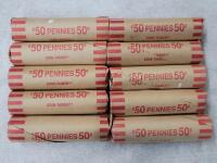 10 Rolls Canadian One Cent Pennies .
