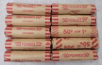10 Rolls Canadian One Cent Pennies .