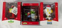 3 New Heriloom Ornaments. Sesame Street & Nickelodeon. Approximately 3" Tall.